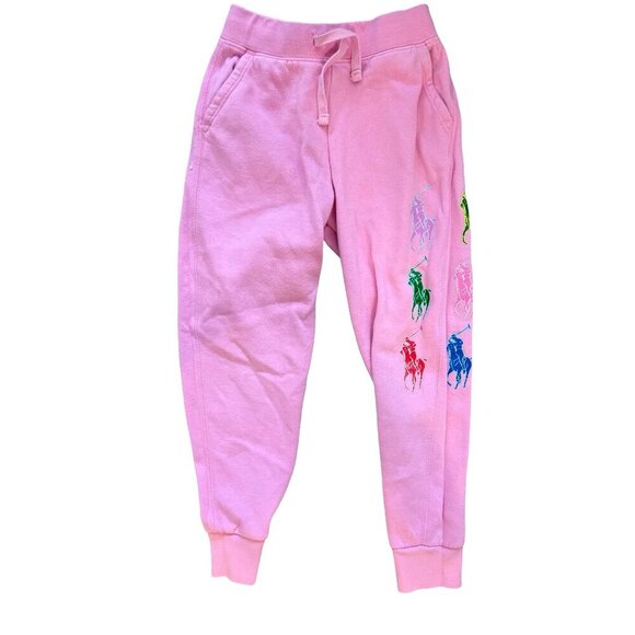 Polo Ralph Lauren Pink Fleece Jogger Pants - Size 7 NWT - Picture 1 of 6